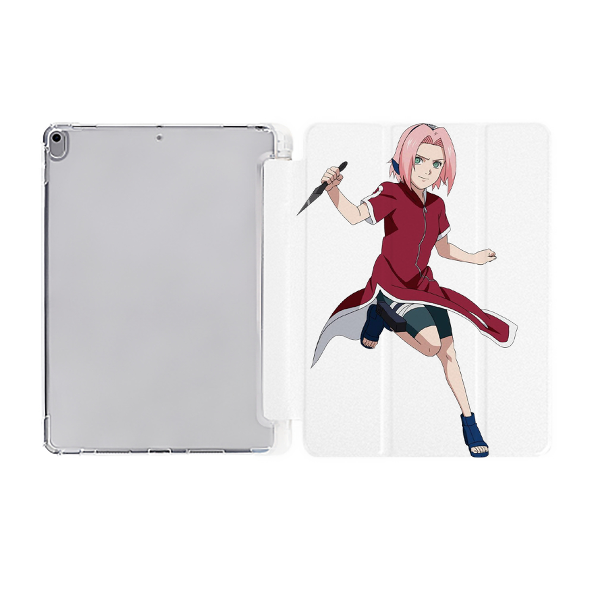 （画像用） NARUTO -ナルト- 春野サクラ Haruno Sakura IPad ケース ペン収納付き 三つ折りスタンド PUレザー×シリコン 対応機種9.5/10.5/10.9インチ